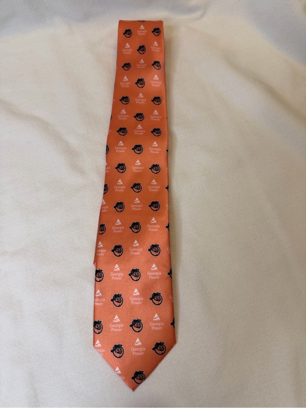 Vintage Georgia Power Mascot Print Polyester Necktie Orange
